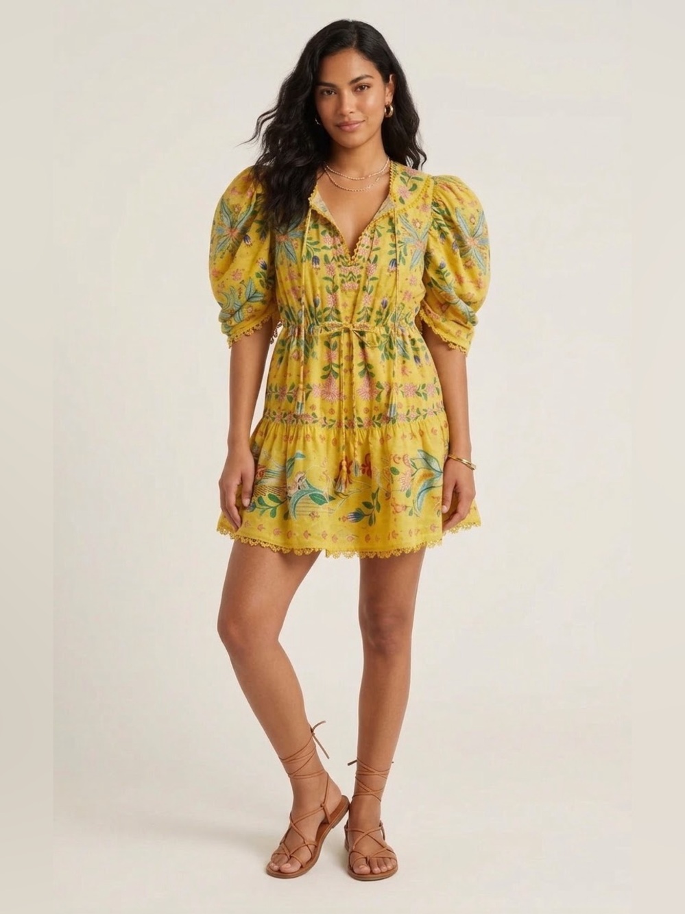 NWOT FARM Rio Delicate Flowers Cotton Minidress SZ M